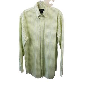 Brooks Brothers Green Yellow Blue No Iron  Button Down Nice Size Medium